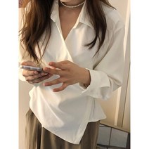 올오브더 / 피치기모 다트 셔링 랩 블라우스 4color