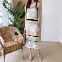 요시아나 [당일발송] 지젤 크로쉐 니트 롱 원피스 (이너원피스 세트) -2컬러