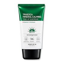 트루시카 미네랄 카밍 톤업 선크림 spf50+pa++++ (리뉴얼 버전 1.7oz) 마일드 카밍 브라이트닝 자외선 차단 한국산 선크림 워터리 선크림 잎 추출물 소프트앰프 매트한 피