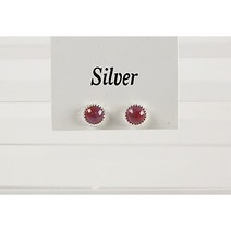 루비 캐보션 6MM 원석 천연석 탄생석 스터드 은귀걸이