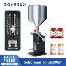 수동 액상 잼 필링 정량 주입기 충진기 소분기 필러 기계 Zonesun 꿀 충전 액체 페이스트 병 화장품 크림 파스타 소스 땅콩 버터 식품 포장 zs mgt1s, 15리터