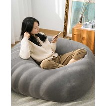 푹신한 구름쿠션 싱글 소파 빈백, 천 벨벳-로얄 블루 110x130cm XL XL