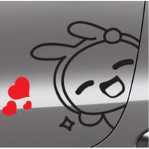 빼꼼스티커 차량용 자동차 데칼 스티커 코나 뒷문 아우디 카니발 QM5 스쿠터 얼룩가리기 올뉴말리부 NF소나타 뒷유리 스크래치커버 K3 아반떼MD 베뉴, 블랙, 좌측 중형