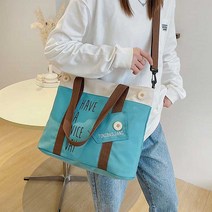 여성 패션 캔버스백 단추 포인트 레터링 에코백 가방 _ 04059EA