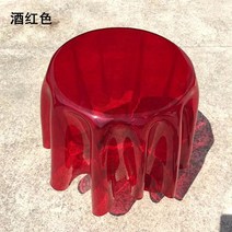 투명 아크릴 원형 사이드테이블 거실창가 침대옆사이드 미니 고스트 물결테이블, 스몰(와인 레드) 32-46 cm