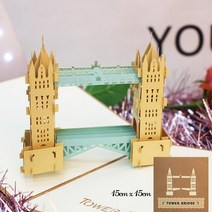 팝업 3D 생일 카드 세계 명소 비즈니스 초대장 선물 인사말 관광 엽서 남자 친구 아빠, 19 London bridge-brown