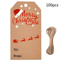 100pcs diy 크리스마스 크리스마스 크래프트 페이퍼 선물 태그 눈사람 산타 행 레이블, 57