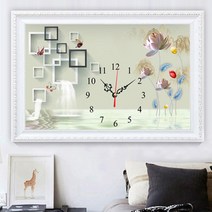 푸아이 3D 보석십자수 시계 56x37 DIY 집들이 선물 인테리어 소품(사이즈 6종)+행운십자수(30x30) PW133, 56*37cm