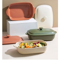 뚜껑 있는 감성 플레이팅 라자냐 오븐 용기 그린