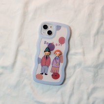 커플 캐릭터 패턴 웨이브 폰케이스 아이폰 십삼미니 젤 실리콘 보호케이스 아이폰호환 십사프로맥스7/8/11/12/XR 선물용 봄여름 아쿠아 폰커버 전기종