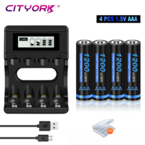 CITYORK 1.5V AAA 산업용 이온 충전지 1200mWh 1.5V AAA 3A 산업용 배터리 + 4 슬롯 1.5V AA AAA 산업용 배
