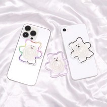 투명 곰돌이 테두리 그립톡 납작한 그립감 좋은핑거톡 스마트톡 핸드폰거치대, 테두리 퍼플