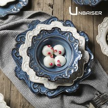 UNBAISER 빈티지 바로크 접시 엔틱 클래식 플레이트 양각 그릇 세트 3종 5종세트, 5종세트 [S+M+L+145ML+375ML]