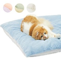ARRR 자체 가열 및 냉각 양면애완 동물 상자 침대 매트 방수 쿠션 켄넬 패드 중소 고양이와 개를위한 가역 푹신한 개 빨 담요 베개, 큰, Cashmere Blue