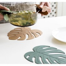 엔템 실리콘 플레이트 냄비받침대 실리콘냄비받침 컵받침, 몬스테라(L)