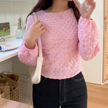 브이와이 VY 여자 폼폼 셔링긴팔 노카라셔츠 탱크 블라우스