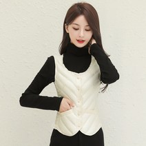 【DF】하이 엔드 진짜 조끼 여성 겨울 여성 속옷 닫기 피팅 따뜻한 서양식 슬리밍 짧은 조끼 여성