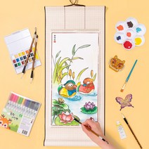 족자 만들기 전통 민화 그림 색칠하기 서예 수묵화 가훈 돌봄 어린이 체험, 족자(호작도)