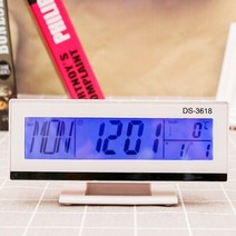 블루 블랙 라이트 알람 시계 12/24 시간 음성 제어 큰 숫자 온도 습도 테이블 블랙/화이트 데스크탑, 02 White