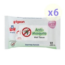 Pigeon 피죤 안티 모스키토 모기 방지 물티슈 12매 6개