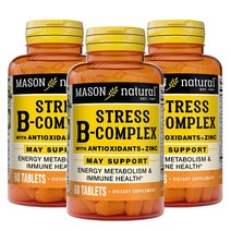 Mason Natural Stress B-Complex with Antioxidants Zinc - Healthy Energy Metabolism Improved Immune Health Dual Action Formula 60 Tablets (Pack of 3)