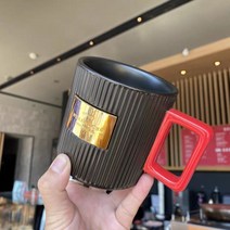 스타벅스 세라믹 머그컵 스푼포함 이쁘고 다양한 컬러 사이렌 머그잔 컵, 블랙골드스트라이프컵310ml+스타스푼