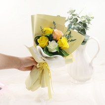 비누장미 꽃다발 졸업 입학 기념일 축하 꽃다발, 09)5송이 노랑 비누장미 꽃다발