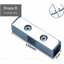 사각 각관 각 파이프 조인트 알루미늄 아연 스텐 25mmx25mm 스테인리스 스틸 튜브파이프 사각 튜브 플랜지 옷걸이캐비닛 프레임 액세서리용 사각 튜브파이프 커넥터, 블랙, 1개