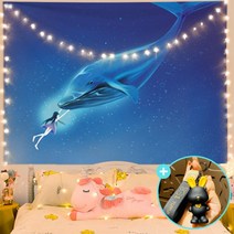 전세집 중문대용 대신 커튼 2미터 패브릭 고래 배경 천 6미터 조명 세트, 고래 -5