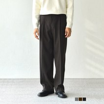남자 기지바지 울 와이드슬랙스 와이드팬츠 원턱 투턱