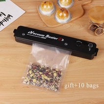 진공포장기 가정 음식 진공 포장 실러 기계 주방 자동화 비닐 봉투 실러 무료 10pcs 가방 용 식품 실러, 블랙과 10백, 영국 플러그