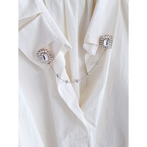 크리스탈 하트체인 더블브로치 핸드메이드 뱃지