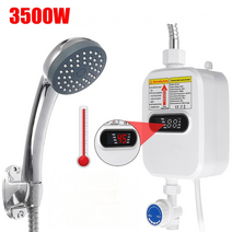 돼지꼬리히터 대체 심야 전기온수기 상향식 3500w 샤워 3s 난방 욕실 주방 tankless 온도 디스플레이 220v 가정용전기보일러 전기 순간온수기, 미국 플러그