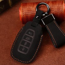 소가죽 고급 스마트키케이스 뉴싼타페TM 키홀더 키보관 첫차선물, 자유문구, 다크블랙 TH-05