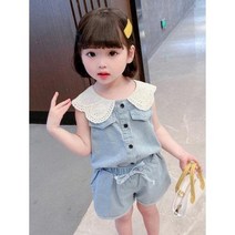 당일발송 세일상품 레드호호 여아 여름청상하세트 레이스맨소매나시반바지 키즈세트복 여름상하복