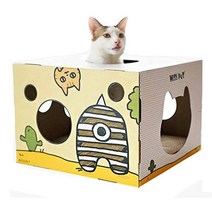 미스펫 카툰몬스터 스크래쳐 캣하우스 - 옐로우, 없음