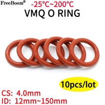 10pcs 레드 vmq 실리콘 링 가스켓 cs 4mm od 12 150mm 실리콘 o 링 가스켓 식품 등급 고무 o-링 vmq 구색 hvac 도구, 아이디 132mm 외경 140mm, 빨간색, 4.0mm