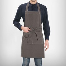 생활건강에코짱 음식점 식당 주방 세척 앞치마 홀 배식용 서빙 단색 다크카키 청소 목걸이형, 1개, 1개