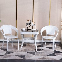 라틴의자 펜션 공원 옥외용벤치 철망 6인용야외테이블 등평형테이블야외용 등나무 3종 세트 조합 레저 정원 사각형 실외 베란다 작은 찻상 엮음 야외 책상, 더블 튜브 굵기 - 1 테이블 2 의자 (유아백) 방석, 규격 없음