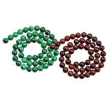 GHSHOP 보석 만들기위한 2 가닥 8mm 합성 공작석 호랑이 눈 돌 구슬, 설명, 레드 그린