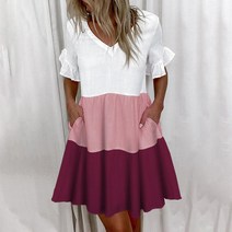 FANSYLI 여름 여자 퍼프 소매 잔꽃 원피스 미디엄 3F