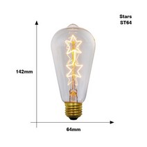 빈티지 에디슨 전구 ST64 T10 T45 G80 G95 40W 샹들리에 조명 220 LED 램프 백열등 밧줄 홀더, ST64 Star, E27 220V 40W