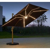 접이식 대형 파라솔 특대형 야외 캠핑 정원 마당 테라스 카페, 3미터 직사각 태양광 램프부착  (280KG물탱크)