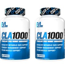 EVLUTIONNUTRITION CLA 1000mg 웨이트 매니지먼트 글루텐 프리 소프트젤, 90개입, 2개, 90정