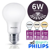 필립스 LED전구 램프 6W (50W 55W 60w대체) E26 6500K 4000K 3000K 주광색 백색 전구색 해바라기 패턴, 해바라기 패턴 6W (아이보리색) 4000K, 1개