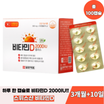 일양약품 비타민D 2000IU 플러스 100캡슐 3개월+10일분, 100캡슐 X1박스, 1개