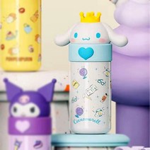 산리오 캐릭터즈 귀여운 입체 피규어 3D 텀블러 시나모롤, 350ml, 1개