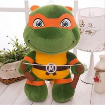 25CM 뮤턴트 닌자 거북이 플러시 인형 장난감 어린이 만화 도나텔로 미키 라파엘레 레오나르도 피규어 어린이 선물용 봉제 인형, 주황색
