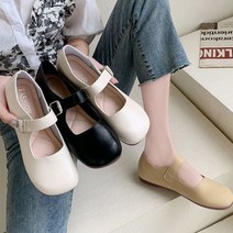 앤더슨 심플 베이직 20대 여자 플랫 드라이빙 슈즈 사각코 메리제인 스트랩 디자인 빈티지 로맨틱 러블리 캐주얼 스타일 봄 가을 코디 패션 구두 데일리 신발 1.5cm