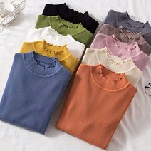 코지 여자 여름 파스텔톤 색감좋은 데일리 웨이브 골지 니트